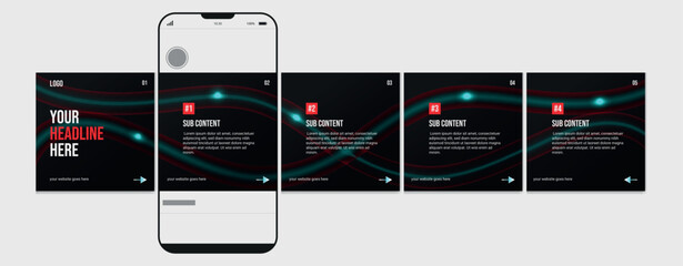 Carousel post template. Instagram microblog carousel post. Editable social media carousel post for business.  © Graphaxil