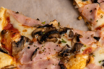 delicious homemade fast food pizza with mushrooms