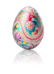 Isolated colorful easter egg on white background.
