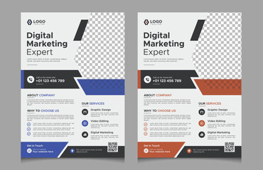Naklejka na ściany i meble Professional corporate flyer design template for marketing agency