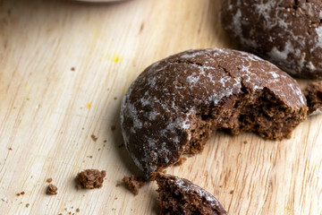 Fresh chocolate gingerbread on the kitchen table