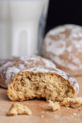 Powdered sugar gingerbread on the table