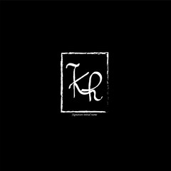 KH initials logo, Initial signature. Fashion handwritten monogram design. Handwritten identity name. Abstract paint brush font. Calligraphy brush. Write a script. Vector