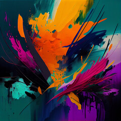 Colorful Brushstrokes Abstract Painting