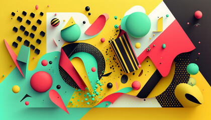 Memphis Style: An Abstract Desktop Wallpaper with Colorful Patterns