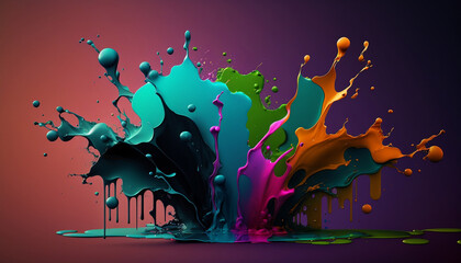 Colorful Ink Drops Abstract Desktop Wallpaper