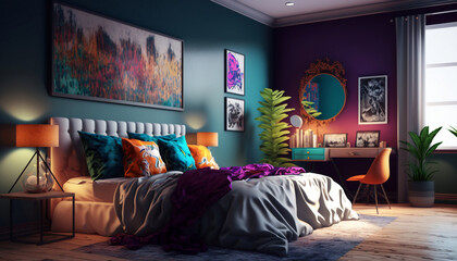 Modern and Stylish Bedroom with a Large Window and City View