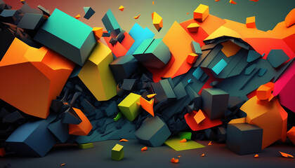 Abstract Desktop Wallpaper with Colorful Blocks