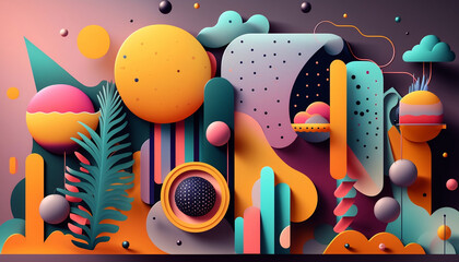 Colorful Memphis Style Abstract Desktop Wallpaper