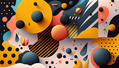 Bold Memphis Style Abstract Desktop Wallpaper