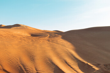 Fototapeta na wymiar Sand dunes of the desert close up. Dubai 2023.