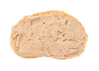 Sandwich with liver pate isolated on white background. Sandwich, top view.