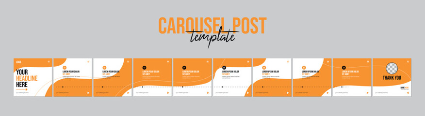 Instagram Carousel Template and Social Media Post Layout Design, Set of Business Microblog Carousel Post, Template EPS 10. © Graphaxil