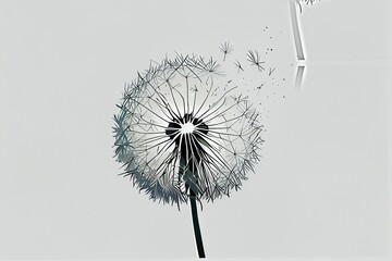 The simple illustration of dandelion fluff, generative ai contents by Midjourney
