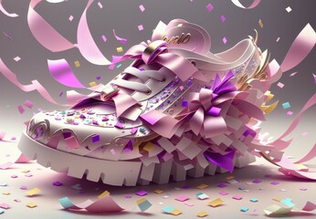 Obraz na płótnie Canvas Celebrating in Style: A Woman's Shoe Covered in Confetti