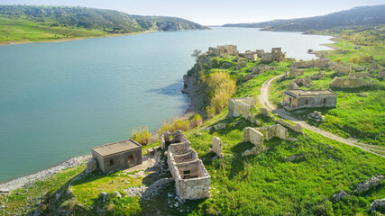 Ruins of abandoned village in Paphos district, Cyprus. Foinikas village was abandoned as a result...