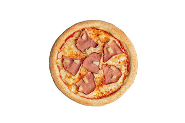 Tropical Delight with Ham and Pineapple, Hawaiian Paradise Pizza with Juicy Pineapple, Savory Ham and Sweet Pineapple Pizza.