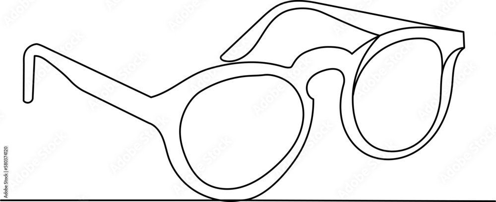 Wall mural sunglasses continuous line drawing isolated