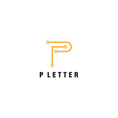 P letter logo template electronics design vector illustration