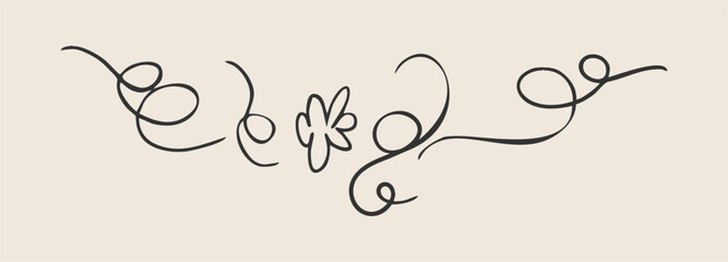 Vector sticker, tattoo. The tattoo is drawn with a thin line. Black tracery, flowers and swirls. Vector illustration.