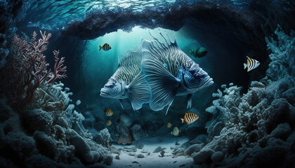 Underwater, Wallpaper, Background, Generative AI, Illustration