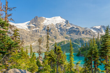 Majestic mountain lake in Canada. Upper Joffre Lake Trail View.