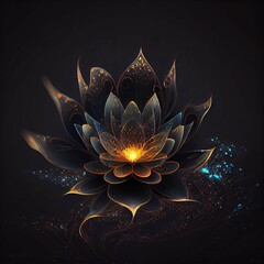 Fototapeta na wymiar Fractal Flowers sunflower lotus rose