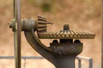 old rusty floodgate wheel