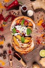 Delicious Kebab Wrap  Grilled Kebab in Lavash Flavorful Kebab Roll Spiced Kebab in Flatbread shawarma