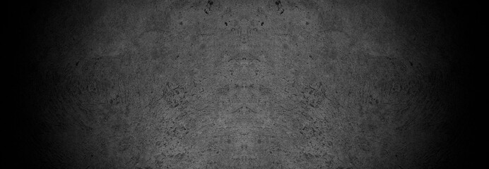 Old wall texture cement dark black gray panorama background abstract grey color design are light with white gradient background.