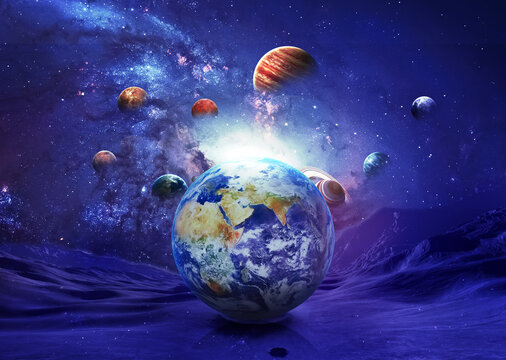 Cosmic space embraces the globe in a wonderful view © Mohamed