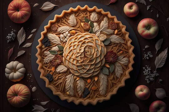 Pie with intricate pie crusts.