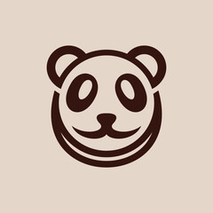 Modern panda head face simple logo design