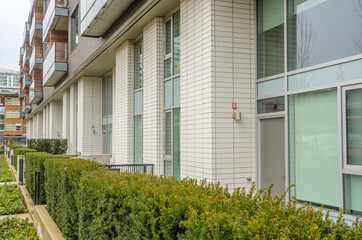 apartment building in suburban area
