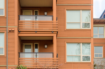 apartment building in suburban area