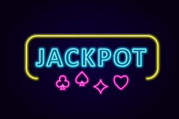 Casino logo in neon style. Neon sign, billboard, bright light advertising gambling, casino, poker.