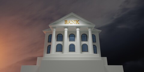 Bank collapse crisis. Conceptual 3d rendering bankruptcy illustration