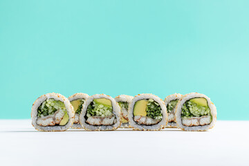 California and Philadelphia Sushi Rolls A Colorful and Delicious Array: California and Philadelphia Sushi Rolls