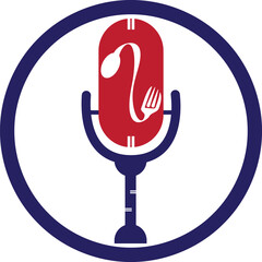 Podcast food logo icon designs vector. Food Podcast for sign, mascot or other.