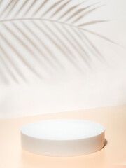 Circle podium or pedestal on pastel background. Podium mockup for cosmetic, packaging product...