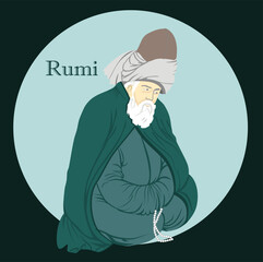 Isolated. Suitable for any print and on line media need - Turkey Konya Mevlana. Mevlana Celaleddin Rumi is a symbol of tolerance and peace.