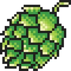 Green Hops plant pixel art with transparent background