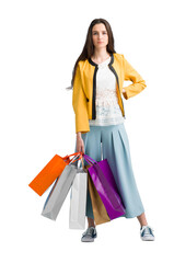 Fashionable woman with shopping bags