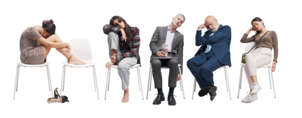 People falling asleep in the waiting room