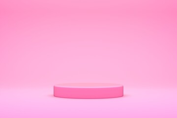 Pink Beauty products Stand or podium pedestal set for Cosmetic and skincare Packaging mockup minimal design on Beige pastel background.concept cosmetic product.3d render.