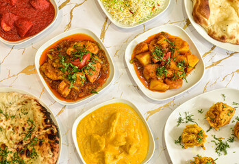 Indian curry meal with rice