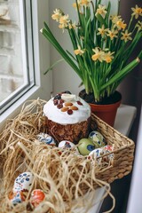 easter eggs and flowers