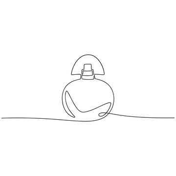 recommend clip art: Hand drawn perfume bottle vector. One line continuous drawing. Abstract illustration. Linear fragrance silhouette icon. Minimal design element for print, banner, card, wall art poster, brochure, logo