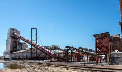 View of salt refinery plant in California, USA.