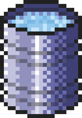 Full water container drum pixel art with transparent background